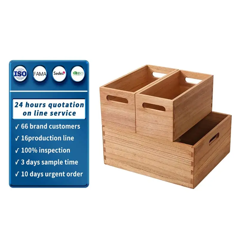 Wooden Baskets for Clothes Storage and Shelf Organizing Wood Decorative Storage Boxes with Handles for Office Bookshelf Closet