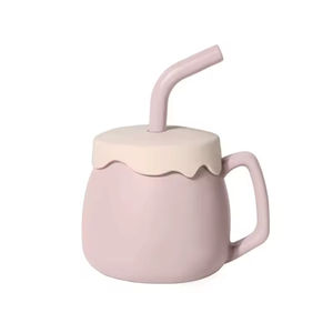 Vaso de silicona de grado alimenticio para bebés, diseño de vientre grande, venta al por mayor, personalizado, 2 en 1, vaso antiderrame para niños - Product Image 4