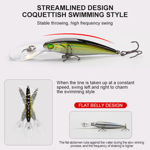 Hot <span class=keywords><strong>Banshee</strong></span> leurre maigre flottant hochet Jerkbait plongeurs profonds longue coulée coquette CDNA2 gros leurre de pêche à l'achigan - Product Image 4