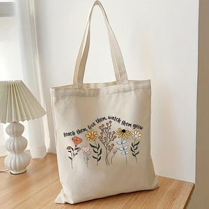 Sac fourre-tout en toile personnalisé avec motif « Enseignez-leur l'amour, aimez-les, regardez-les grandir » pour femme, réutilisable et tendance, idéal pour les voyages - Product Image 3