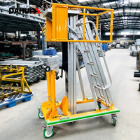 Plataforma Elevadora Manual de Aleación de Aluminio de Alta Resistencia DAHUI, Tipo Mástil, Capacidad de 250 kg, Ruedas de Poliuretano para