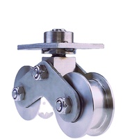 360 rotation en acier inoxydable porte piste rouleau roue 201 304 rouleau en acier inoxydable avec plaque montée sur le dessus 68MM