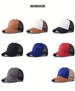 Casquette Trucker Unisexe Personnalisable avec Logo Imprimé en Suédine, Bicolore avec Trous en Maille, Tendance, 5 Panneaux, Idéale pour le Sport et les Voyages - Product Image 3