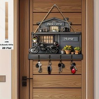 Porte-clés en bois rétro en forme de tournesol, mini décoration florale pour chambre ou porche, suspension multifonctionnelle