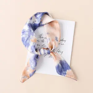 Pañuelo cuadrado pequeño de satén de seda para mujer, pañuelo decorativo con estampado tie-dye a la moda, para primavera