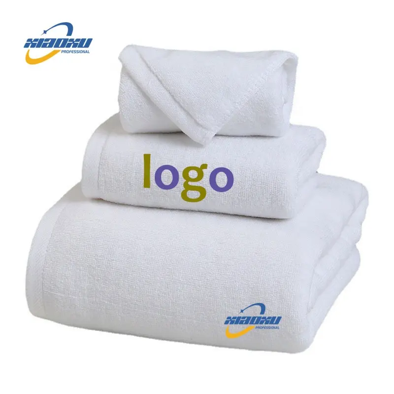 Beauty Fitness Barber Hotel Embroidery Custom Logo Spa Salon Wholesale Bulk Cotton Bath Towel Sets