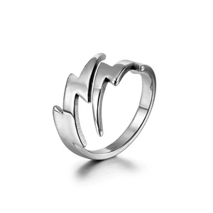 Japanese Korean Style Stainless Steel Lightning Bolt <b>Ring</b> <b>Titanium</b> Steel Polished Geometric Jewelry Unisex Gift SA1111 - Product Image 5