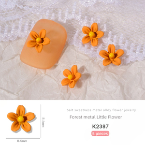 5pcs Metal Flower Nail Charms Black White Frosted Small 3D Nail <b>Art</b> Accessories for Manicure - Product Image 2