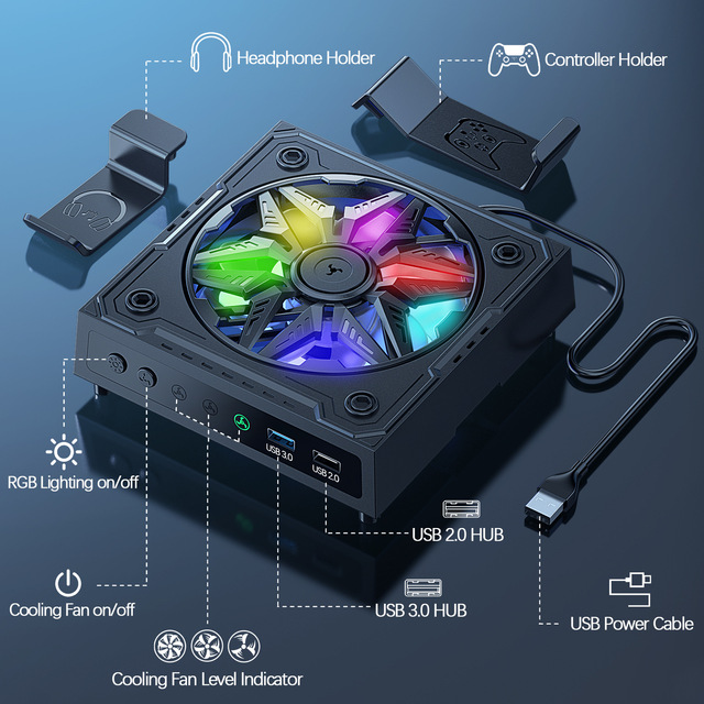 RGB Cooling Fan for Xbox Series X, a Gaming Accessory with Multiple Lighting Modes and Three-speed Super-strong Wind Adjustment