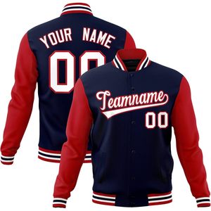 เสื้อแจ็คเก็ตวาร์ซิตี้แบบกำหนดเอง ผ้าคอตตอนผสม แจ็คเก็ตเบสบอลแบบ Letterman สำหรับทุกเพศ ปรับแต่งชื่อและหมายเลขได้  งานปักคุณภาพสูง สไตล์ Preppy สำหรับฤดูใบไม้ร่วง - Product Image 1