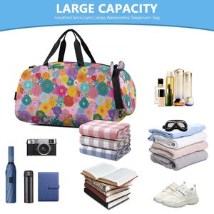 Sac de voyage en polyester à motif floral australien avec fermeture éclair, grande capacité, pour filles et enfants, compartiment pour chaussures de sport et de danse - Product Image 5