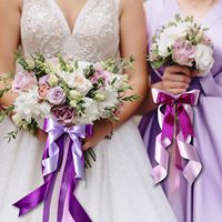 OKAY Pita Ungu Dua Sisi 1-1/2 Inci untuk Buket Bunga, Aneka Warna Lavender/Lilac/Violet, 100% Poliester untuk Dekorasi Bridal Shower