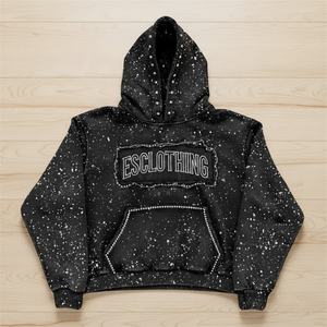 ES Custom Streetwear Schwergewicht 400g/m² Baumwolle Strass Applique Hoodie Distressed Stickerei Patch Logo Acid Wash <span class=keywords><strong>Hoodies</strong></span> Herren - Product Image 1