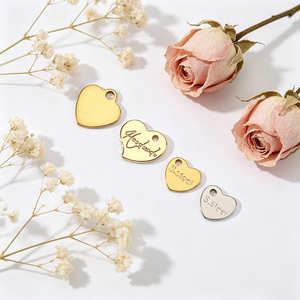 Accessoires vestimentaires : étiquettes en métal inoxydable vierges, en forme de cœur, de fleur, rondes ou ovales, pour vêtements, sacs à main et ornements. - Product Image 2