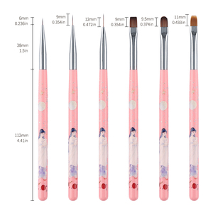 Ensemble de pinceaux pour nail art OEM ODM multi-tailles, manche en métal, poils en nylon, pinceaux plats pour aquarelle et gel - Product Image 1