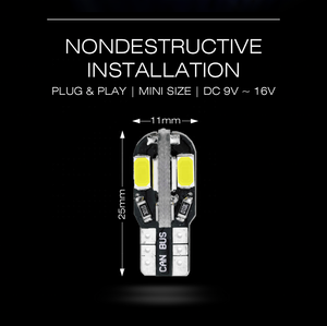 Светодиодная лампа T10 5730 8SMD Canbus белого/тепло-белого света для салона автомобиля, без ошибок, 12В, новая, замена галогенных ламп - Product Image 4