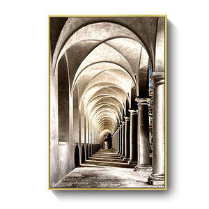 Tableau mural sur toile 3 panneaux <span class=keywords><strong>style</strong></span> gothique cathédrale, peinture imprimée monochrome neutre pour salon, bureau, décoration intérieure - Product Image 5