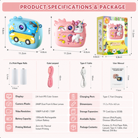 Kamera Instan Anak Dual Kamera Tanpa Tinta Printer Foto Thermal 24MP1080P HD Kamera Digital Mainan untuk Anak Perempuan dan Laki-laki