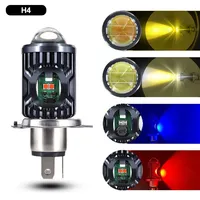 Ampoule de phare de moto LED super lumineuse H4 P43T HS1 H6 BA20D P15D avec lentille de projecteur avant, feux de jour (DRL) rouge et bleu, yeux de démon, faisceau haut et bas