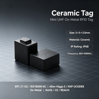 Étiquette RFID en céramique haute température, petite taille, UHF, pour le suivi des actifs industriels intégrés