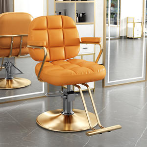Fauteuil Professionnel <span class=keywords><strong>de</strong></span> Pédicure et Coiffure pour Salon <span class=keywords><strong>de</strong></span> Beauté Barbershop Noir-Or avec Inclinaison et Revêtement en Similicuir - Product Image 6