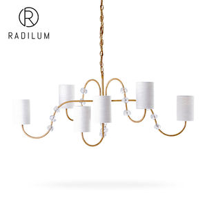 Lustre LED en cristal et tissu en laiton de style linéaire de transition de luxe pour salle à manger et salon, projet personnalisé, lustre <span class=keywords><strong>Emile</strong></span> à sept lumières - Product Image 1