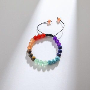 Handmade Woven <b>Bracelet</b> 8mm Round Beads Volcanic Rock Crystal Adjustable Gift Jewelry - Product Image 4