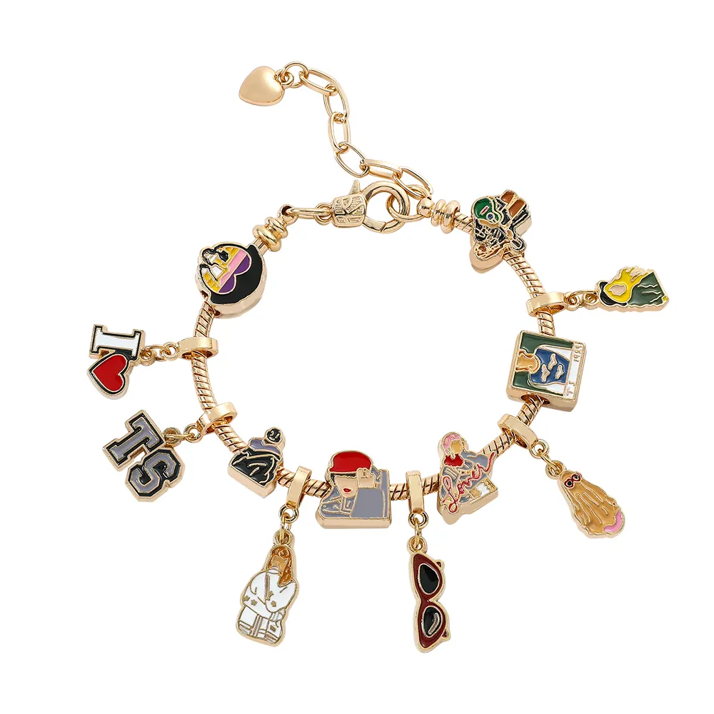 Nuevo 1988 cantante estadounidense con cuentas DIY chapado en oro encanto pulsera patrón geométrico de moda para regalo o fiesta joyería al por mayor