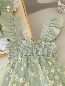 Set di <span class=keywords><strong>Abbigliamento</strong></span> Estivo per Neonata, 2 Pezzi, Tuta a Triangolo con Bretelle, Stampa Floreale, Grazioso Cappello Coordinato, 100% Cotone - Product Image 3