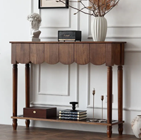 Console Moderne en Bois Massif avec Miroir et Rangement pour Villa, Salon et Entrée – Décoration Durable pour la Maison