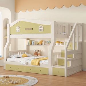 <span class=keywords><strong>Lit</strong></span> <span class=keywords><strong>Superposé</strong></span> Durable en Bois Massif pour Enfants avec Escalier Vert pour Petite Chambre à Coucher - Product Image 2