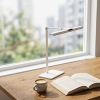 Lampe de lecture LED premium 24W avec corps en aluminium, indice de fidélité des couleurs élevé 95, protection des yeux, 3 modes, gradation coulissante, lampe de table moderne