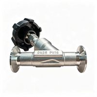Vanne de régulation manuelle sanitaire à siège en Y de 1 pouce, raccord Tri-Clamp, PN16, avec volant hygiénique pour le contrôle du débit de vapeur et de liquides dans les conduites