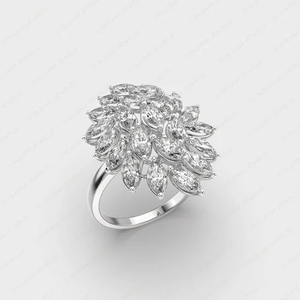 Bague de fiançailles ethnique haut de gamme en or blanc 14 carats avec zircon marquise de 2,08 carats cultivé en laboratoire, certifiée IGI, cadeau idéal pour les fêtes, mariages et anniversaires - Product Image 3
