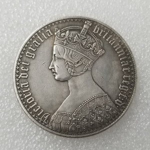 Copie de la vieille pièce britannique <span class=keywords><strong>Koin</strong></span> 1847, pièce en argent couronne gothique de la reine Victoria, alliage de laiton - Product Image 3