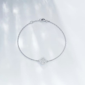 Bracciale Tennis di Lusso Classico Vintage a <span class=keywords><strong>Quadrifoglio</strong></span> in Platino Pt950 con Diamanti Coltivati in Laboratorio, Designer, per Donna, Vendita all'Ingrosso - Product Image 2