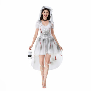 2026 New Halloween Costumes Set Witch Tailed Coat Vampire Bloody Doll Ghost Bride <b>Gothic</b> Dress for Performance and Cosplay - Product Image 2