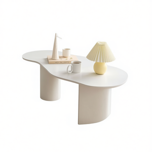 Mesa de Centro Funky 47 de Madera Estilo Japandi, Diseño Moderno Blanco para Sala de Estar - Product Image 1