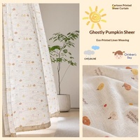 Nouveau Rideau Ondulé pour Chambre d'Enfant 2026 en Tissu Voile Imprimé Fruits Mignons, Lin Crème Sucrée, Rideau Plat Lavable pour Chambre à Coucher avec Perles