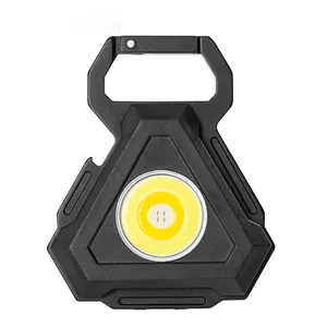 Mini lanterna led magnética recarregável, chaveiro recarregável com suporte abridor de garrafa, lanterna led triangular recarregável