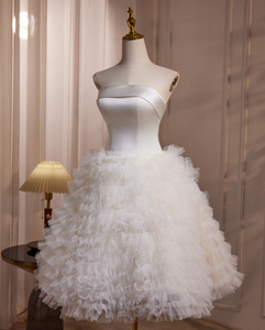 <span class=keywords><strong>Abito</strong></span> da ballo <span class=keywords><strong>mini</strong></span> senza spalline al ginocchio per la sposa audace, in <span class=keywords><strong>raso</strong></span> e tulle, <span class=keywords><strong>abito</strong></span> da cocktail nuziale corto - Product Image 5