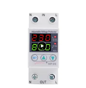 Home Usage Dual LED Display 40A 63A 80A Din Rail 230V Adjustable Voltage Surge Protector Relay with Limit Current Protection