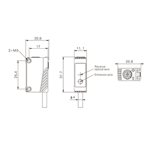 Cảm biến đo khoảng cách laser AKUSENSE chất lượng cao, loại 6 vòng xoay, tiết kiệm chi phí, dòng ELE, vỏ PBT + sợi thủy tinh, thấu kính PMMA - Product Image 3