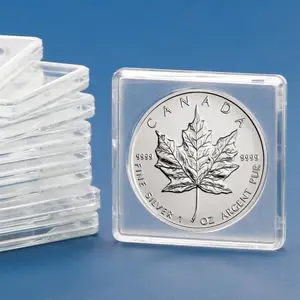 50*50 Mm Plastik Kaku PVC Gratis Tampilan Koin Lempengan Sejernih Kristal Persegi Koin Kapsul Lempengan untuk Koleksi Koin