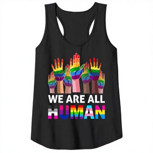 Camiseta sin mangas transpirable de punto con el lema del Orgullo LGBTQ Arcoíris, Somos Todos Humanos, Orgullo y Igualdad, Camiseta del Orgullo Gay - Product Image 3