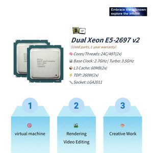 New X79 ổ cắm kép máy chủ Bo mạch chủ Kit với 2xintel <span class=keywords><strong>Xeon</strong></span> <span class=keywords><strong>E5</strong></span> <span class=keywords><strong>2697v2</strong></span> CPUs ECC Ram Dual CPU X79 Bo mạch chủ - Product Image 2
