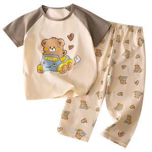 Conjunto de Manga Corta para Niños, Algodón Puro, <span class=keywords><strong>Camiseta</strong></span> de Verano para Bebés, Ropa de Casa para Niños, Leggings para Niñas, Pijamas, Ropa Infantil - Product Image 1