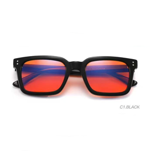 Nhà máy bán cổ điển Acetate khung quang vàng đỏ cam ống kính Eyewear thiết kế tùy chỉnh Unisex Chống ánh sáng màu xanh kính - Product Image 3