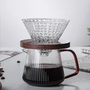 Toptan 600 ml cam sunucu-Fabrika doğrudan şeffaf cam kahve damlatıcı sunucusu v60 damlatıcı kahve makinesi cam kahve demliği filtre ile set