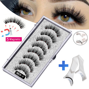 Deux paires de faux cils, cinq cils magnétiques sans colle, cils magnétiques épais européens et américains - Product Image 1